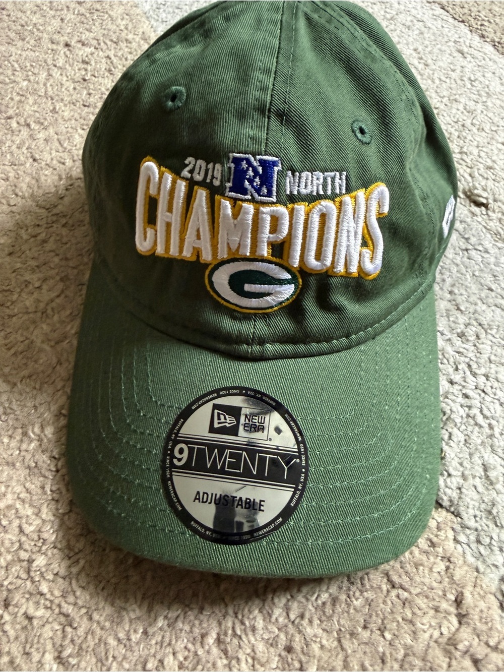 New Era Green 2019 North Champions Green Bay Packers  Adjustable Baseball Cap